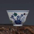 Fine Chinese Hand Painting Dou Polychrome Glaze Porcelain Flowers Plants cup