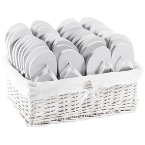 Wedding Flip Flops Party Pack - 20 pairs White Flip Flops - Including Basket - Picture 1 of 6