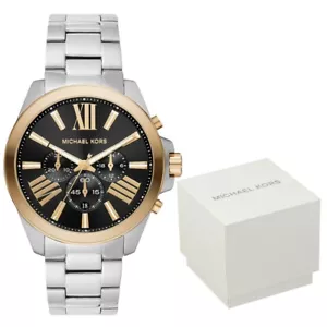 Michael Kors Wren Men's Chronograph Two-tone Black Dial 44mm Watch MK8880 - Picture 1 of 7