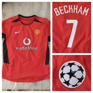 Manchester United 2003 Home Jersey #7 Beckham Nike Red Shirt Size Boys L Retro - Picture 1 of 11