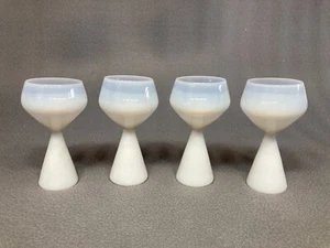 4 JACOB BANG Denmark Kastrup Handblown White Opaline Wine Liqueur Glasses 4.5" H - Picture 1 of 7