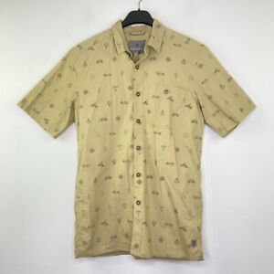 Royal Robbins Men's Small Shirt Khaki Travel Short Sleeve Button Up Flaw AT29