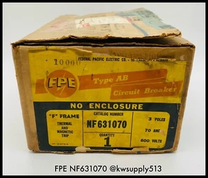 Unused NF631070 ~ FPE NF631070 70A Type NF AB Circuit Breaker ~ 90 Day Warranty - Picture 1 of 6