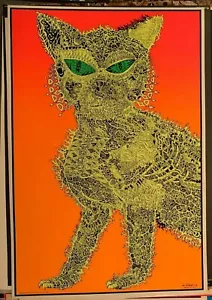 ELECTRIC CAT VINTAGE 1970s BLACKLIGHT POSTER COCORICO GRAPHICS By Joe Roberts Jr - Picture 1 of 6