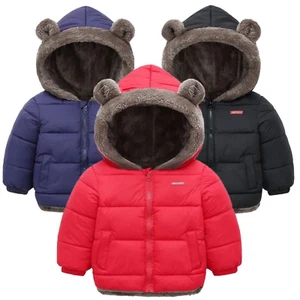 Abrigo De Cachemira Para Niños Y Niñas Chaqueta Gruesa Con Capucha Para Niños - Picture 1 of 15