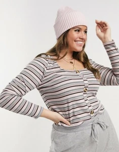 Wednesday's Girl Women's Top Size 8 10 & 18 Curve Scoop Neck Vintage Stripe GJ21 - Picture 1 of 4