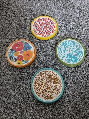 Juego de 4 posavasos florales de gres Pioneer Woman cocina colorida Foto 1 de 2