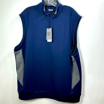 Bobby Jones Rule 18 Performance Fabric Navy Quarter Zip Vest size XL. NWT. - Image 1 of 4
