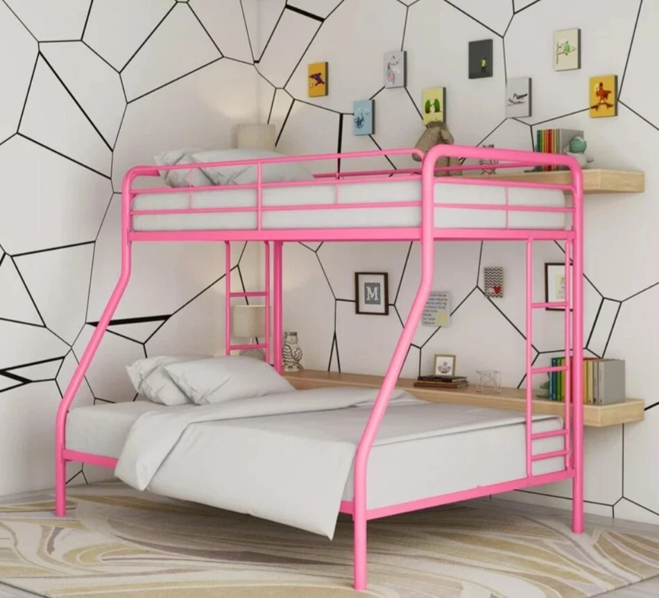 Каркас двухъярусной кровати DHP Dusty Twin over Full Metal со встроенной лестницей розовый - Изображение 1 из 4
