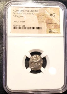 Achämenidenreich 5. Jahrhundert v. Chr. AR Siglos alt NGC zertifiziert sehr guter Erhaltungszustand Stempel - Bild 1 von 4