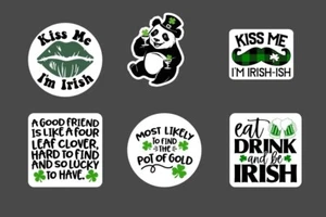 Paquete de pegatinas del día de San Patricio de 6 - 2,5"" - pegatinas felices trébol navideño irlandés - Imagen 1 de 1