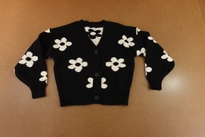 Old Navy Girls Size Medium (8) Black Printed Button-Front Cardigan Sweater NWT - Picture 1 of 6