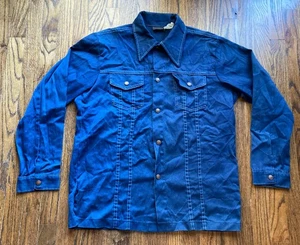 Vintage 70er 80er Sears Western Wear Hemd Herren XL Denim Druckknopf Kragen blau - Bild 1 von 10