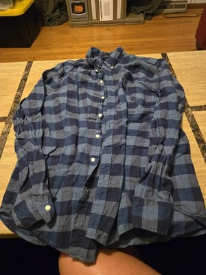 Masculino quadriculado azul GG J.crews botão para cima slim fit  - Imagem 1 de 4