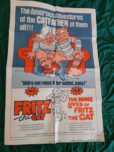 1975 Fritz die Katze Teil 1 + Teil 2 Doppelspiel X-Rated Filme Filmplakat! - Bild 1 von 3