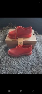 BNWT Rare 1461 Red Mono Dr Martens Lace Up Shoes In Box Size 3 - Picture 1 of 7