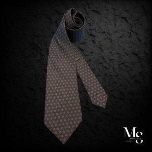 HERMES PARIS 5359 OA Brown Basketweave "H" Logo Silk Tie France 60"-3.5" EX COND - Picture 1 of 6