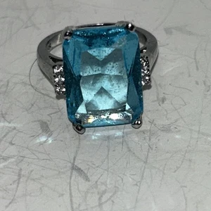 Vintage Blue topaz sterling silver ring, size 6, 925 - Picture 1 of 6
