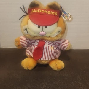 RARO peluche vintage 1981 Dakin Garfield McDonald's dipendente 9" con etichette - Foto 1 di 12