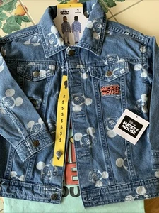 NWT Girl Boy Disney MICKEY MOUSE 2 Piece Denim Jacket & Green T Shirt Kid Size 5 - Picture 1 of 4