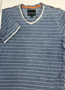 Gramercy Foundry T Shirt Mens Large Blue Stripe 100% Cotton Short Sleeve - Picture 1 of 7
