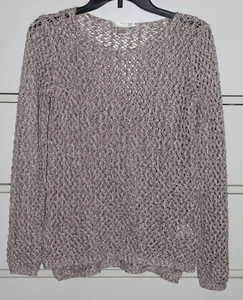 Maglione donna Kenar lavorato a maglia aperta beige metallizzato manica lunga taglia S - Foto 1 di 7