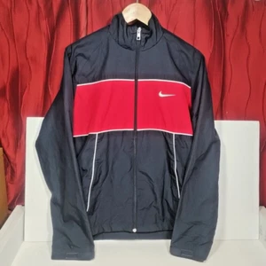 Nike Training Running Top Jacket Size M Dark Navy Blue Red Full Zip Polyester - Picture 1 of 24