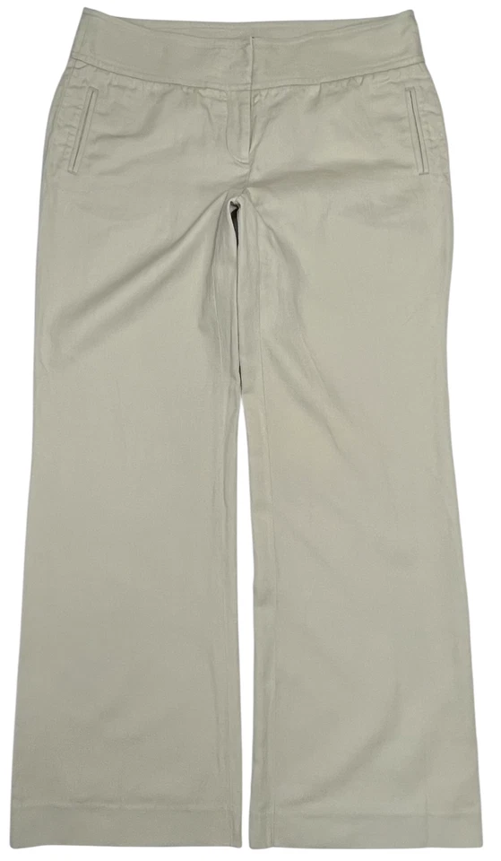 Calça social feminina J Crew ajuste favorito perna alargada (12) linho mistura de algodão bege - Imagem 1 de 4