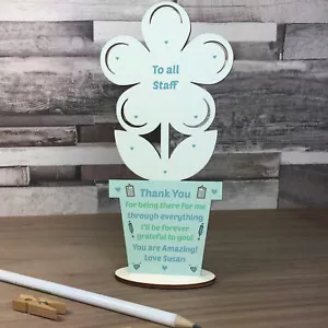 Gift For Hospital Staff Personalised Wood Flower Thank You Gift Nurses Doctors - Picture 1 of 6