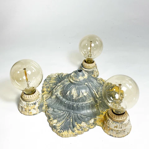Antique / Vintage 3 light flush mount ceiling fixture - Riddle Co - Farmhouse Cover