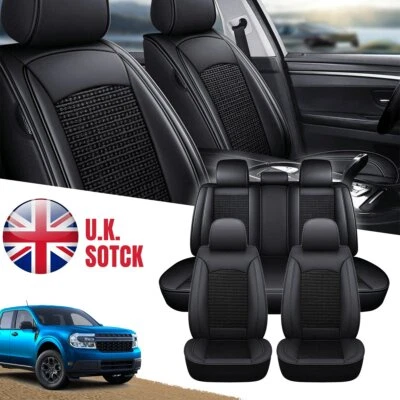 Deluxe Black PU Leather Full Set Seat Covers Soft For Audi A3 A4 A6 Q3 Q5 5-seat - Image 1 of 4