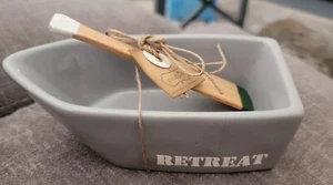 Mud Pie Lake Retreat Collection Grey Boat Dip Bowl and Oar Spreader Set Retreat - Picture 1 of 5