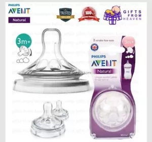 Philips Avent Pezón Natural 3m+ Flujo Medio 3 (2 Pezones en un Paquete) EE. UU. SLLER - Imagen 1 de 2