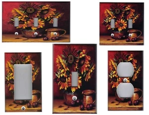 SUNFLOWERS WITH PLUMS HOME DECOR LIGHT SWITCH PLATES OR OUTLETS - Picture 1 of 31