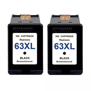 2x tinta negra de alto rendimiento para HP 63 63XL OfficeJet 3830 3832 3833 4650 4655 5200 5260 - Imagen 1 de 1