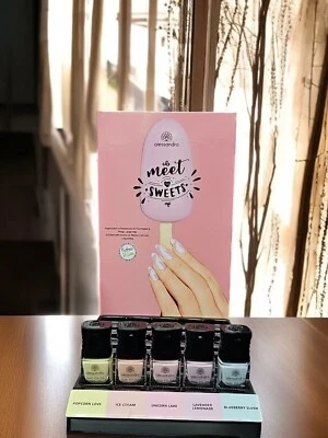 Alessandro 5x Nagellack Set Serie Pastell Rosa Blau mit Display Aufsteller Lila - Bild 1 von 4