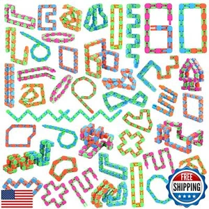 80Pcs Fidgets Bulks Wacky Tracks Fidget Toys Snap Fidgets Snake Click Toys Gi - Picture 1 of 5
