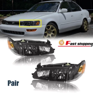 JDM Front Bumper Headlights Headlamps For 93-97 Toyota Corolla 1993-1997 Pair - Picture 1 of 15
