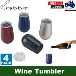 Rabbit 4-Pack Double Wall Stainless Steel 12oz Wine Tumbler Set with Lids - Picture 1 of 14