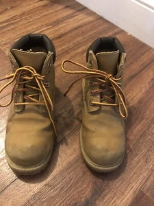 Smart Fit Boys Size 1 Brown/Tan Winter Boots Waterproof Lace-Up Skid Resistant - Picture 1 of 6