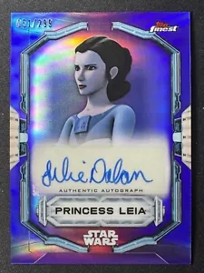 PRINCESS LEIA Auto 2022 Topps Finest Star Wars Julie Dolan réfracteur violet /299 - Photo 1 sur 2