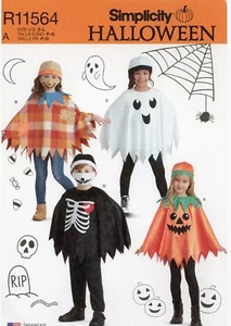 🐈⬛Simplicity R11564/S9351 Poncho Fantasma Scheletro Jack-O-Lantern Spaventapasseri - Foto 1 di 2