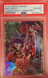 2016 Topps Chrome singendes Autogramm. Grün Ref. Mike Trout # 1 PSA 10 - Bild 1 von 2