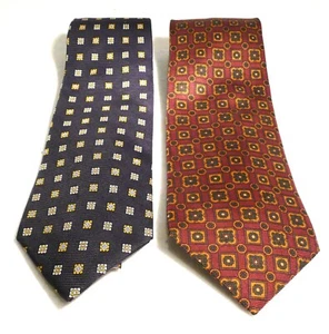 Lot of 2 Brooks Brothers Ties - Navy 346 Club and Maroon Makers Square Patterned - Picture 1 of 4