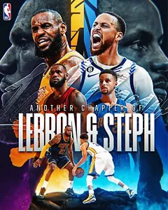 Foto de baloncesto de la NBA 8x10 de LeBron James vs Steph Curry Cavaliers Warriors - Imagen 1 de 1