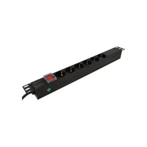 Steckdosenleiste 6-fach / Rack 19" / Kippschalter Ein-Aus / Schwarz / Aluminium - Bild 1 von 1