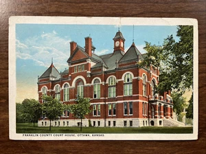 Franklin County Court House, Ottawa, Kansas KS White Border Postcard ~ Posted - Picture 1 of 2