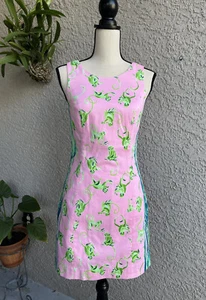 Lilly Pulitzer Damen Stretch rosa koralle Affe gefüttert Kleid Gr. 0-Neu mit Etikett #X1044 - Bild 1 von 9