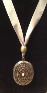 Vintage Coldwater Creek Locket Ribbon Necklace  - Picture 1 of 7