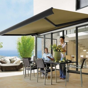 5.5m x 3.0m Retractable Folding Arm Awning Heavy Duty Full Cassette Motorised - Picture 1 of 7